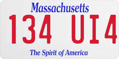 MA license plate 134UI4
