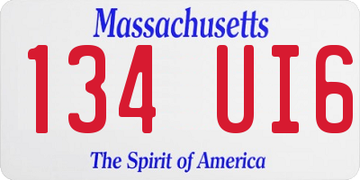 MA license plate 134UI6