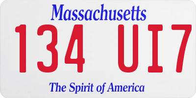 MA license plate 134UI7