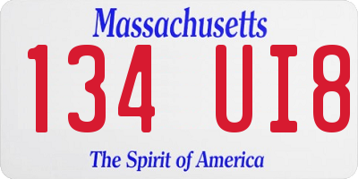 MA license plate 134UI8