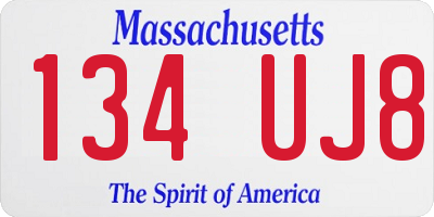 MA license plate 134UJ8