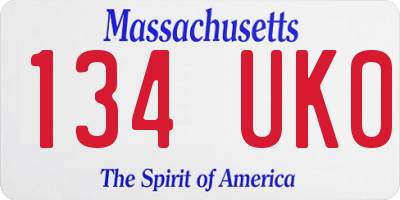 MA license plate 134UK0