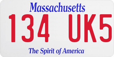 MA license plate 134UK5