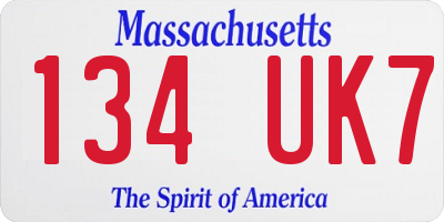 MA license plate 134UK7