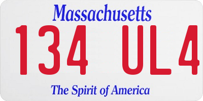 MA license plate 134UL4