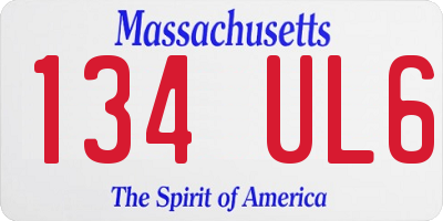 MA license plate 134UL6