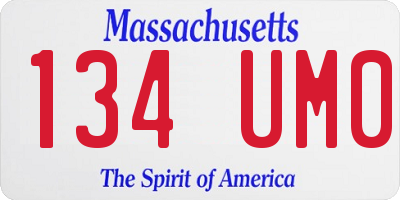 MA license plate 134UM0