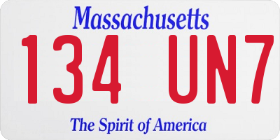 MA license plate 134UN7