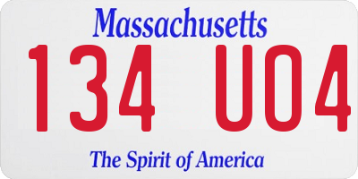 MA license plate 134UO4