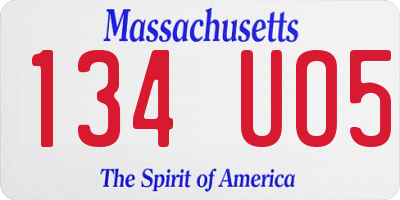 MA license plate 134UO5