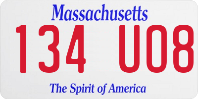 MA license plate 134UO8