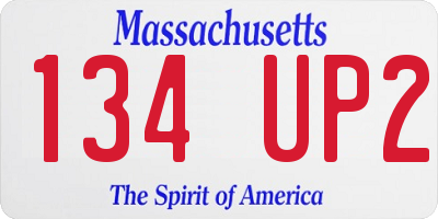 MA license plate 134UP2
