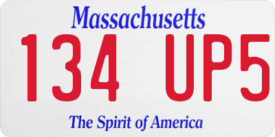 MA license plate 134UP5