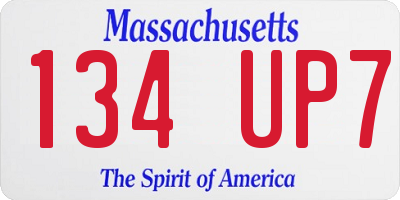 MA license plate 134UP7