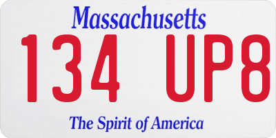 MA license plate 134UP8