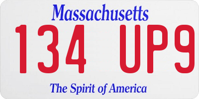 MA license plate 134UP9