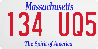 MA license plate 134UQ5