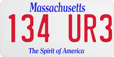 MA license plate 134UR3