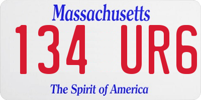 MA license plate 134UR6