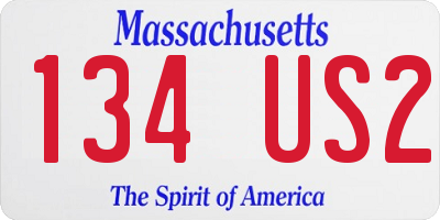 MA license plate 134US2