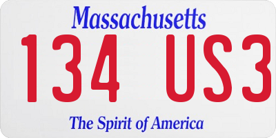 MA license plate 134US3