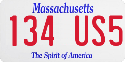 MA license plate 134US5