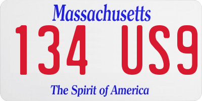 MA license plate 134US9
