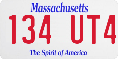 MA license plate 134UT4