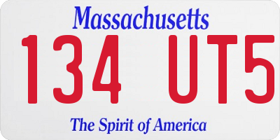 MA license plate 134UT5