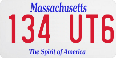 MA license plate 134UT6