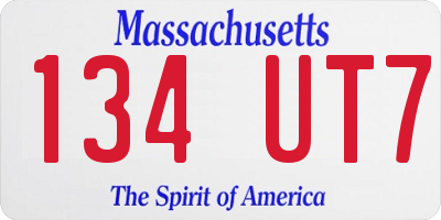 MA license plate 134UT7