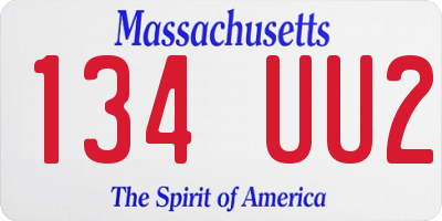 MA license plate 134UU2