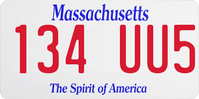 MA license plate 134UU5