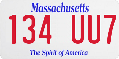MA license plate 134UU7