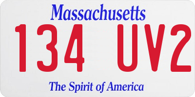 MA license plate 134UV2