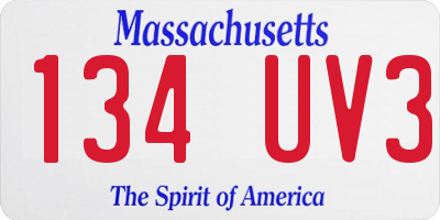 MA license plate 134UV3