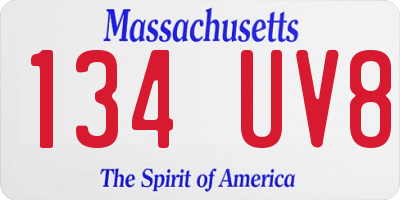MA license plate 134UV8