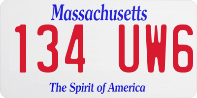 MA license plate 134UW6