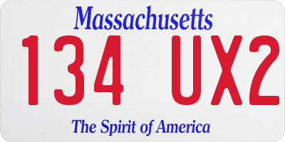 MA license plate 134UX2