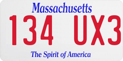 MA license plate 134UX3