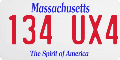MA license plate 134UX4
