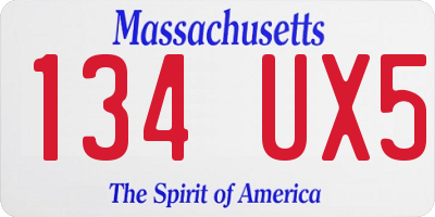 MA license plate 134UX5