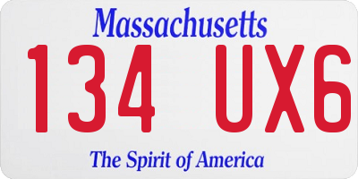 MA license plate 134UX6