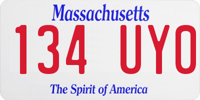 MA license plate 134UY0