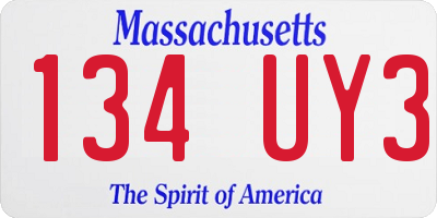 MA license plate 134UY3