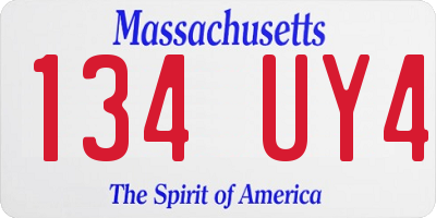 MA license plate 134UY4