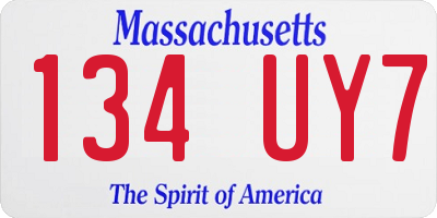 MA license plate 134UY7
