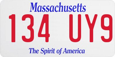 MA license plate 134UY9