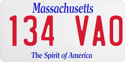 MA license plate 134VA0