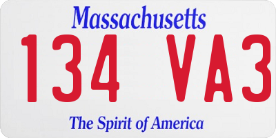 MA license plate 134VA3